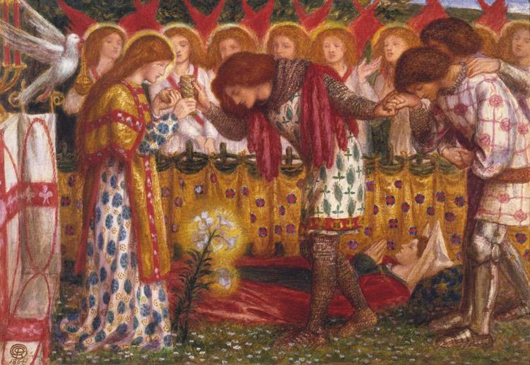 Dante Gabriel Rossetti How Sir Galahad,Sir Bors and Sir Percival were Fed with the Sanc Grael But Sir Percival's Sister Died by the Way (mk28) China oil painting art
